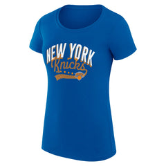 New York Knicks G-III 4Her by Carl Banks Women's Super-Slim Fit Lightweight Filigree Logo T-Shirt - Blue