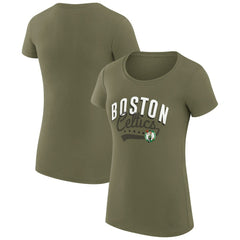 Boston Celtics G-III 4Her by Carl Banks Women's Super-Slim Fit Lightweight Filigree Logo T-Shirt - Olive