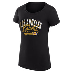 Los Angeles Lakers G-III 4Her by Carl Banks Women's Super-Slim Fit Lightweight Filigree Logo T-Shirt - Black