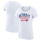 Detroit Pistons G-III 4Her by Carl Banks Women's Super-Slim Fit Lightweight Filigree Logo T-Shirt - White