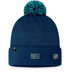 Seattle Kraken Fanatics 2024 NHL Draft Cuffed Knit Hat with Pom - Deep Sea Blue - NHL 200562119