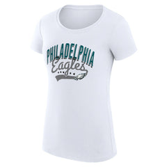 Philadelphia Eagles G-III 4Her by Carl Banks Women's Super-Slim Fit Lightweight Filigree Logo T-Shirt – White