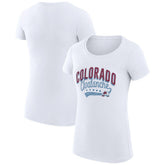 Colorado Avalanche G-III 4Her by Carl Banks Women's Super-Slim Fit Lightweight Filigree Logo T-Shirt – White - NHL 200563495