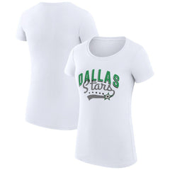 Dallas Stars G-III 4Her by Carl Banks Women's Super-Slim Fit Lightweight Filigree Logo T-Shirt – White - NHL 200563497