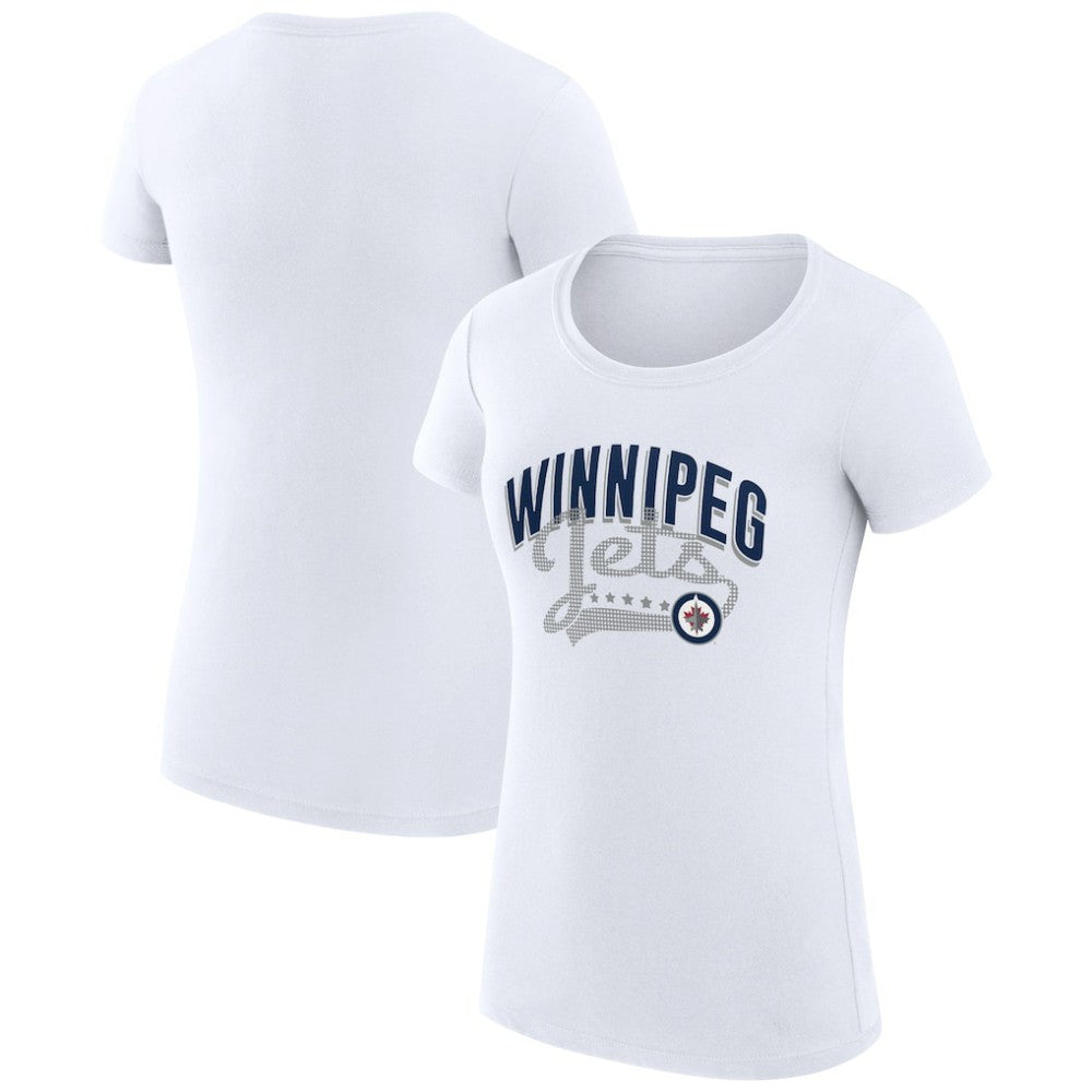 Winnipeg Jets G-III 4Her by Carl Banks Women's Super-Slim Fit Lightweight Filigree Logo T-Shirt – White - NHL 200563520