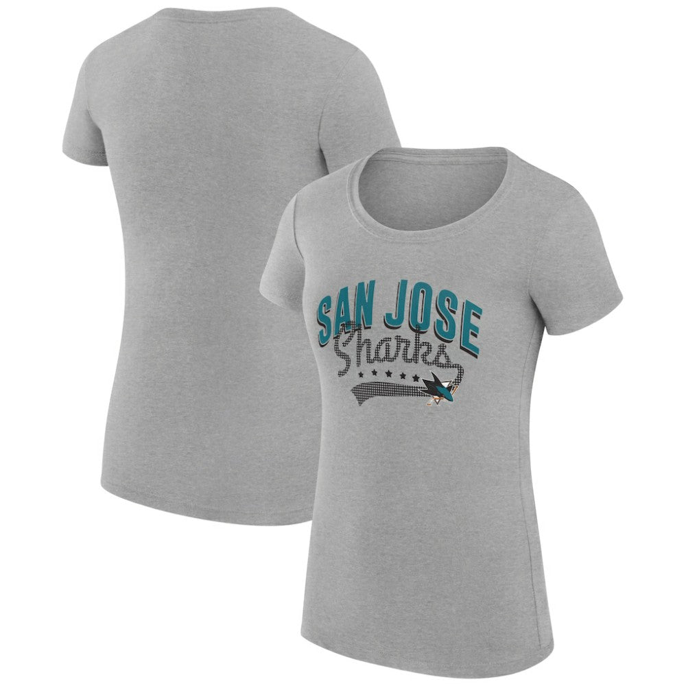 San Jose Sharks G-III 4Her by Carl Banks Women's Super-Slim Fit Lightweight Filigree Logo T-Shirt – Gray - NHL 200563544