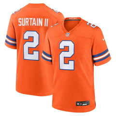 Nike Patrick Surtain II Denver Broncos Mile High Collection 1977 Throwback Player Game Jersey Orange
