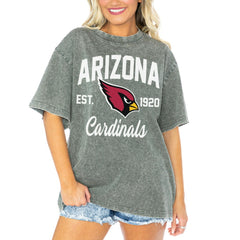 Arizona Cardinals Gameday Couture Women's Tackle Titan Boyfriend Washed T-Shirt Gray