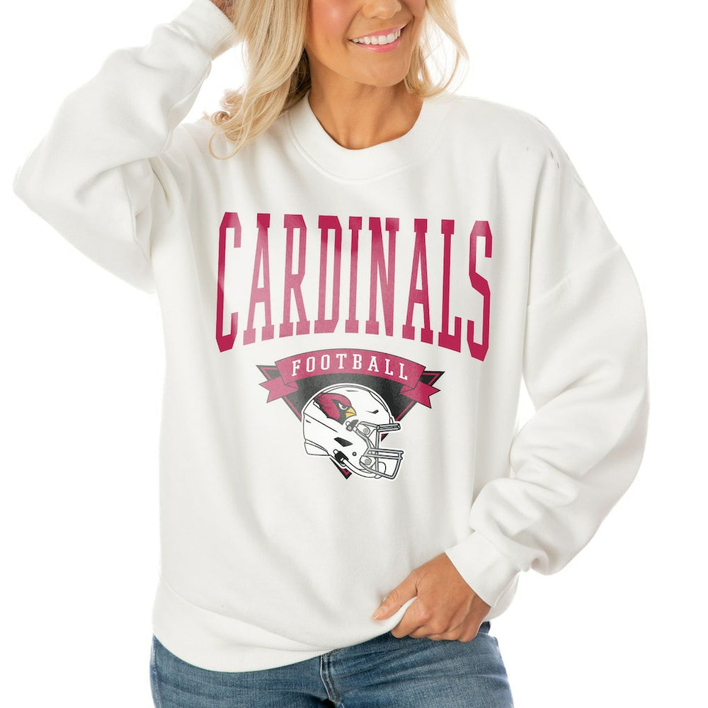 Arizona Cardinals Gameday Couture Women's Oversized Yard Line Tri-Blend Pullover Sweatshirt White