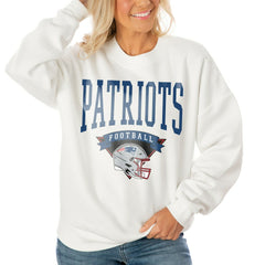 New England Patriots Gameday Couture Women's Oversized Yard Line Tri-Blend Pullover Sweatshirt White