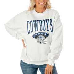 Dallas Cowboys Gameday Couture Women's Oversized Yard Line Tri-Blend Pullover Sweatshirt White