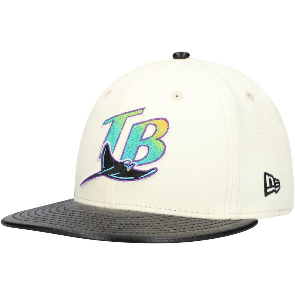 Tampa Bay Rays New Era Game Night Leather Visor 59FIFTY Fitted Hat - Cream - New Era Online