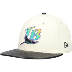 Tampa Bay Rays New Era Game Night Leather Visor 59FIFTY Fitted Hat - Cream - New Era Online