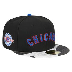 Chicago Cubs New Era Metallic Camo 59FIFTY Fitted Hat - Black - New Era Discount