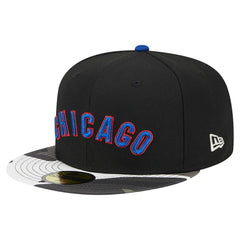 Chicago Cubs New Era Metallic Camo 59FIFTY Fitted Hat - Black - New Era Discount