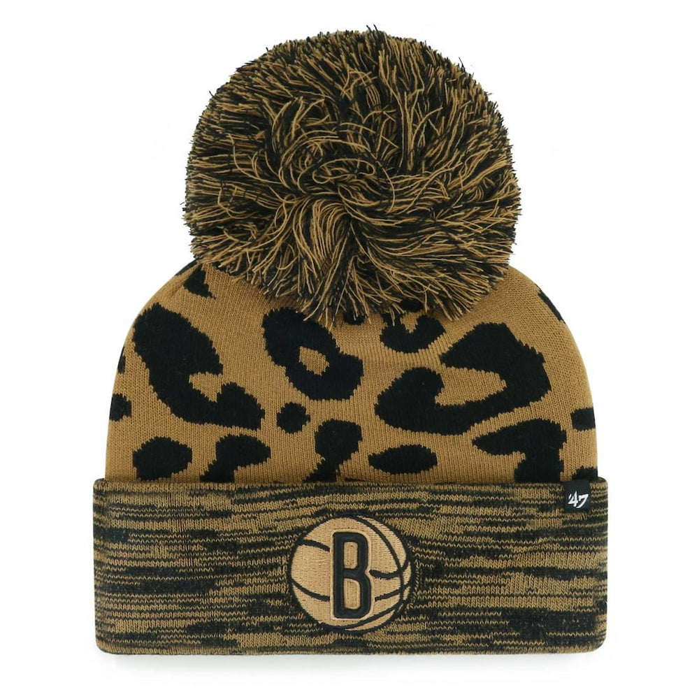 Brooklyn Nets '47 Women's Rosette Cuffed Knit Hat with Pom Leopard | 47 brand Near Me