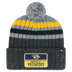 Nashville Predators '47 Stack Patch Cuffed Knit Hat with Pom - Gray - NHL 200568086