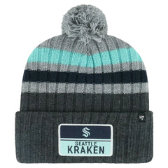 Seattle Kraken '47 Stack Patch Cuffed Knit Hat with Pom - Gray - NHL 200568093