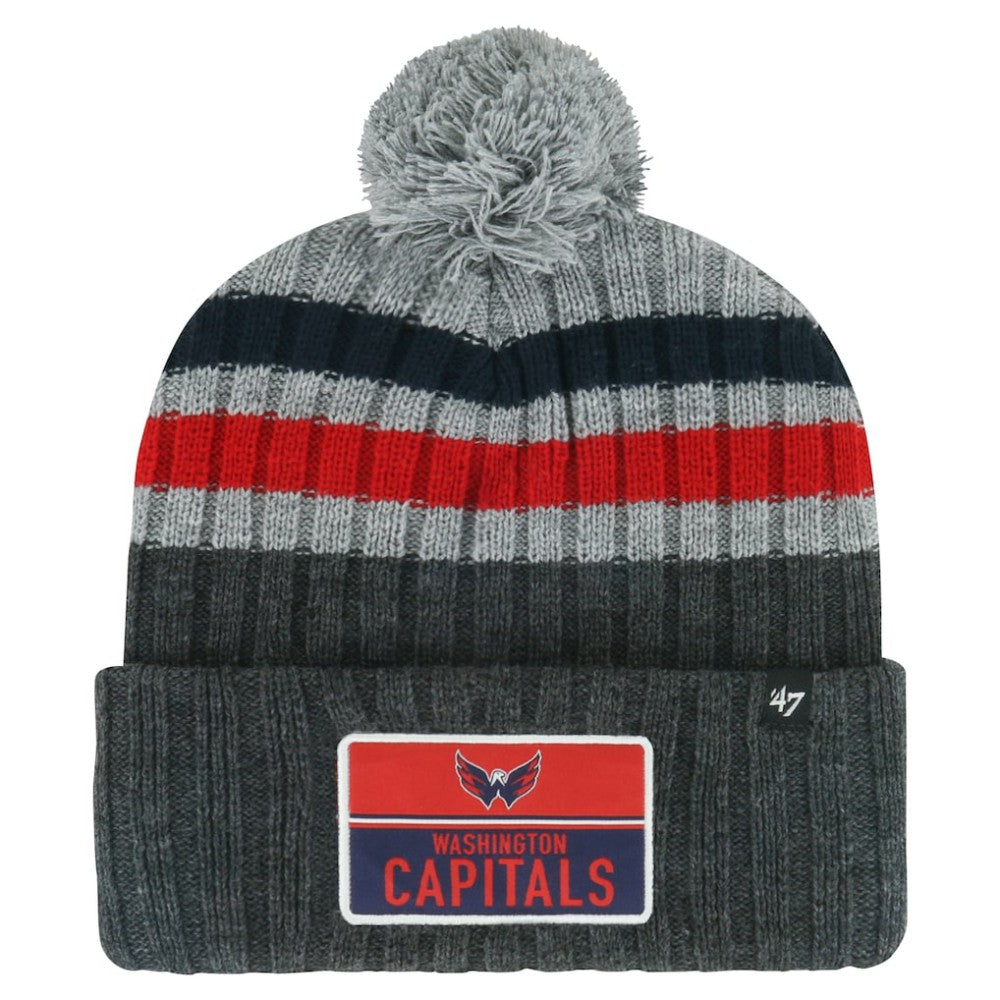 Washington Capitals '47 Stack Patch Cuffed Knit Hat with Pom - Gray - NHL 200568097