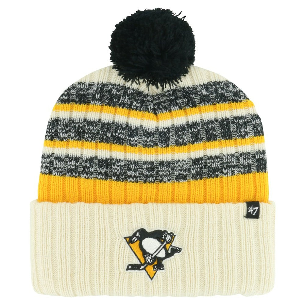 Pittsburgh Penguins '47 Tavern Cuffed Knit Hat with Pom - Cream - NHL 200568111