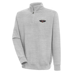 New Orleans Pelicans Antigua Victory Quarter-Zip Pullover Top Heather Gray