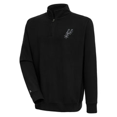 San Antonio Spurs Antigua Victory Quarter-Zip Pullover Top Black