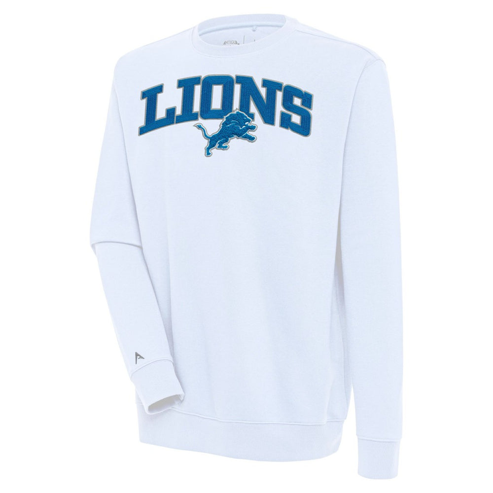 Detroit Lions Antigua Victory Chenille Pullover Sweatshirt White