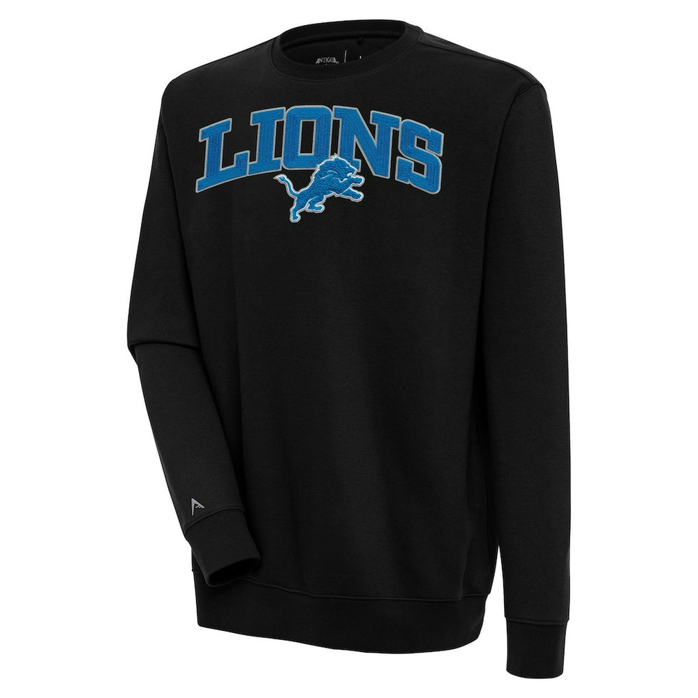 Detroit Lions Antigua Victory Chenille Pullover Sweatshirt Black