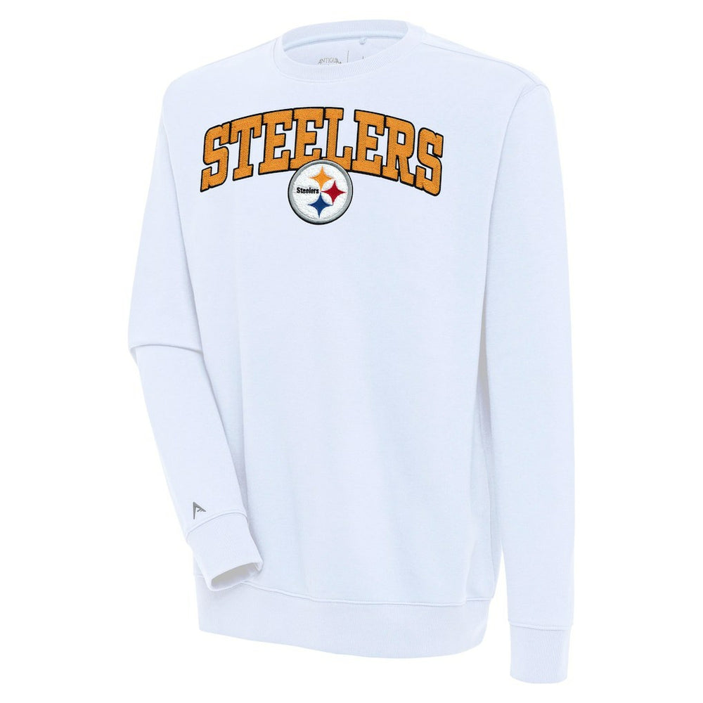 Pittsburgh Steelers Antigua Victory Chenille Pullover Sweatshirt White