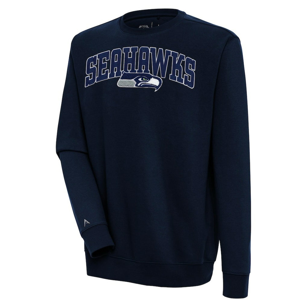 Seattle Seahawks Antigua Victory Chenille Pullover Sweatshirt College Navy