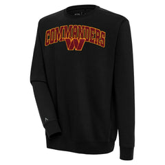 Washington Commanders Antigua Victory Chenille Pullover Sweatshirt Black