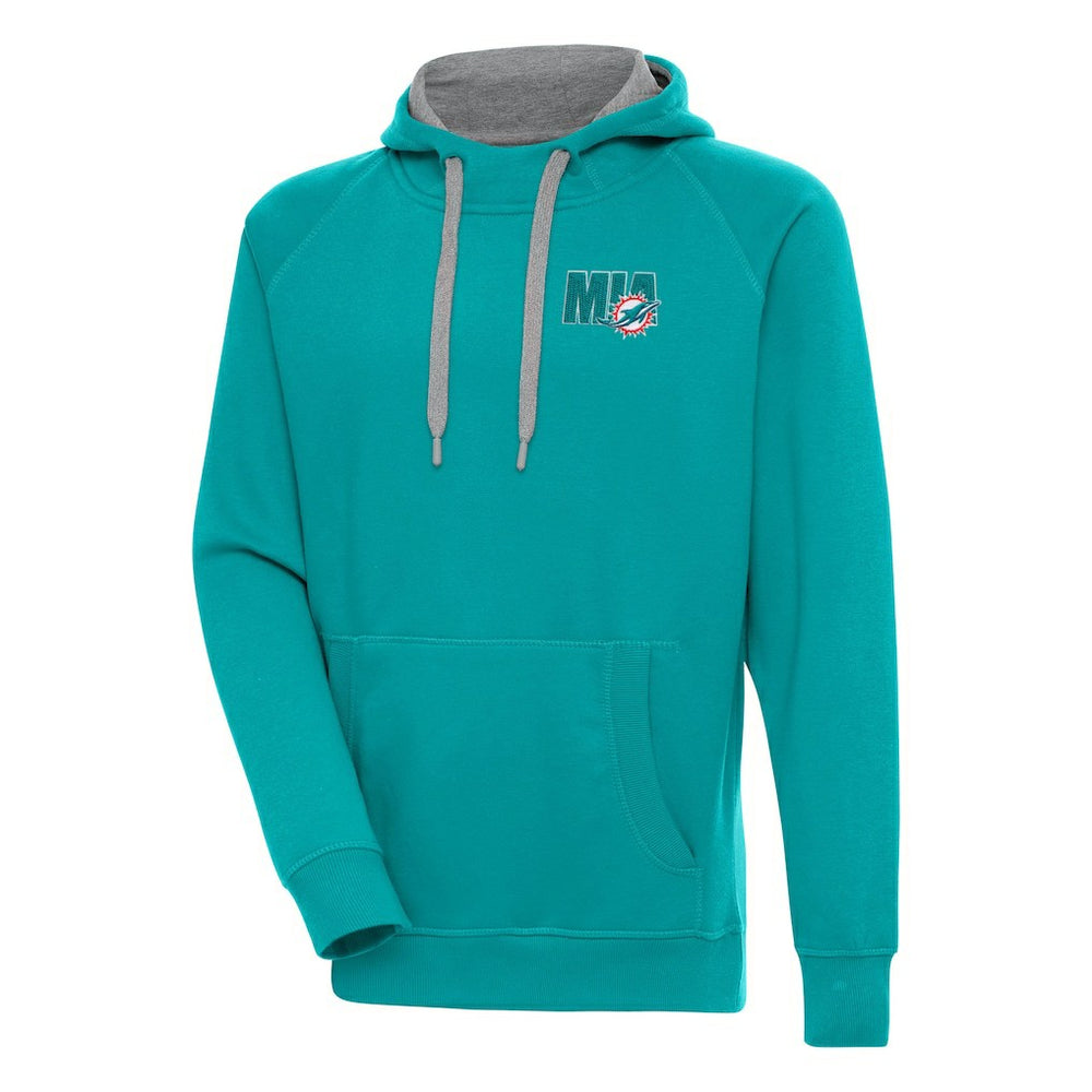 Miami Dolphins Antigua Victory Pullover Hoodie Aqua