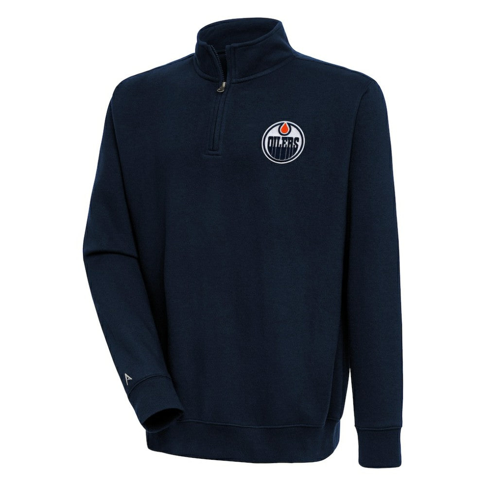 Edmonton Oilers Antigua Victory Quarter-Zip Pullover Top - Navy - NHL 200570739