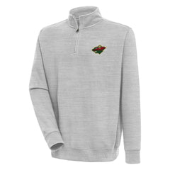 Minnesota Wild Antigua Victory Quarter-Zip Pullover Top - Heather Gray - NHL 200570755