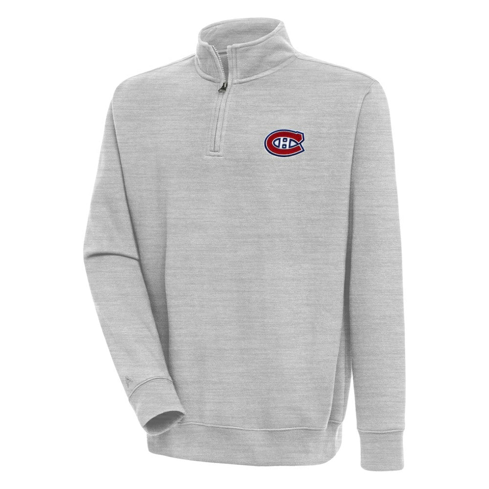 Montreal Canadiens Antigua Victory Quarter-Zip Pullover Top - Heather Gray - NHL 200570760