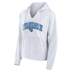 Fanatics Tennessee Titans Women's Striped Notch Neck Pullover Hoodie White/Gray