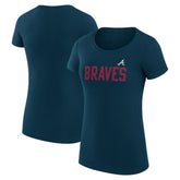Atlanta Braves G-III 4Her by Carl Banks Women's Super-Slim Fit Lightweight Dot Print T-Shirt - Navy - MLB Lifestyle