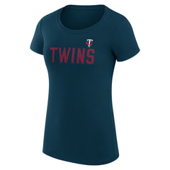 Minnesota Twins G-III 4Her by Carl Banks Women's Super-Slim Fit Lightweight Dot Print T-Shirt - Navy - MLB Lifestyle