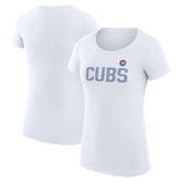 Chicago Cubs G-III 4Her by Carl Banks Women's Super-Slim Fit Lightweight Dot Print T-Shirt - White - MLB Lifestyle