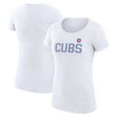 Chicago Cubs G-III 4Her by Carl Banks Women's Super-Slim Fit Lightweight Dot Print T-Shirt - White - MLB Lifestyle