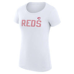 Cincinnati Reds G-III 4Her by Carl Banks Women's Super-Slim Fit Lightweight Dot Print T-Shirt - White - MLB Sale