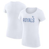Kansas City Royals G-III 4Her by Carl Banks Women's Super-Slim Fit Lightweight Dot Print T-Shirt - White - MLB Discount