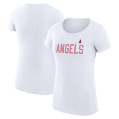 Los Angeles Angels G-III 4Her by Carl Banks Women's Super-Slim Fit Lightweight Dot Print T-Shirt - White - MLB on Sale