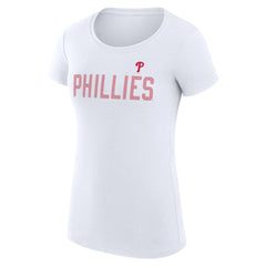 Philadelphia Phillies G-III 4Her by Carl Banks Women's Super-Slim Fit Lightweight Dot Print T-Shirt - White - MLB Discount