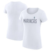 Seattle Mariners G-III 4Her by Carl Banks Women's Super-Slim Fit Lightweight Dot Print T-Shirt - White - MLB on Sale