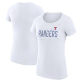 Texas Rangers G-III 4Her by Carl Banks Women's Super-Slim Fit Lightweight Dot Print T-Shirt - White - MLB Sale