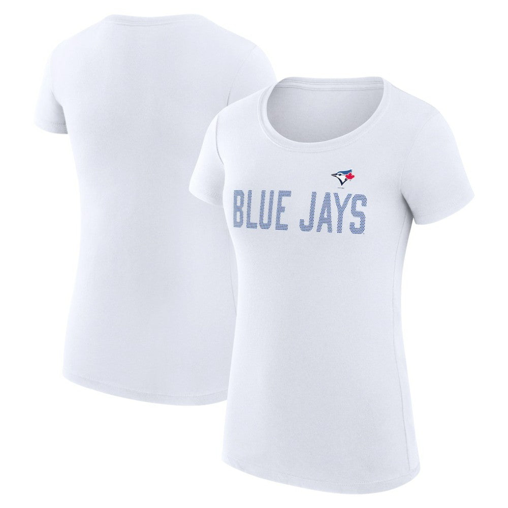 Toronto Blue Jays G-III 4Her by Carl Banks Women's Super-Slim Fit Lightweight Dot Print T-Shirt - White - MLB Sale