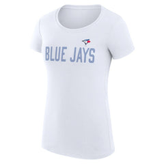 Toronto Blue Jays G-III 4Her by Carl Banks Women's Super-Slim Fit Lightweight Dot Print T-Shirt - White - MLB Sale