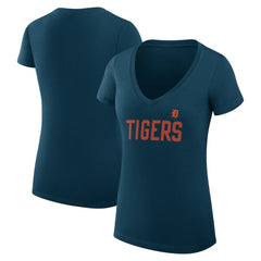 Detroit Tigers G-III 4Her by Carl Banks Women's Super-Slim Fit Lightweight Dot Print V-Neck T-Shirt - Navy - MLB Online