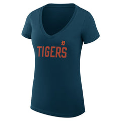Detroit Tigers G-III 4Her by Carl Banks Women's Super-Slim Fit Lightweight Dot Print V-Neck T-Shirt - Navy - MLB Online